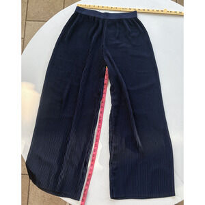 Cal Style Women's Pleated Wide Leg Pants Size Medium Blue Pull On Elastic Waist